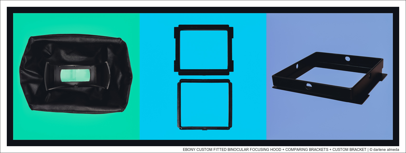 EBONY CUSTOM FITTED BINOCULAR FOCUSING HOOD + COMPARING BRACKETS + CUSTOM BRACKET
