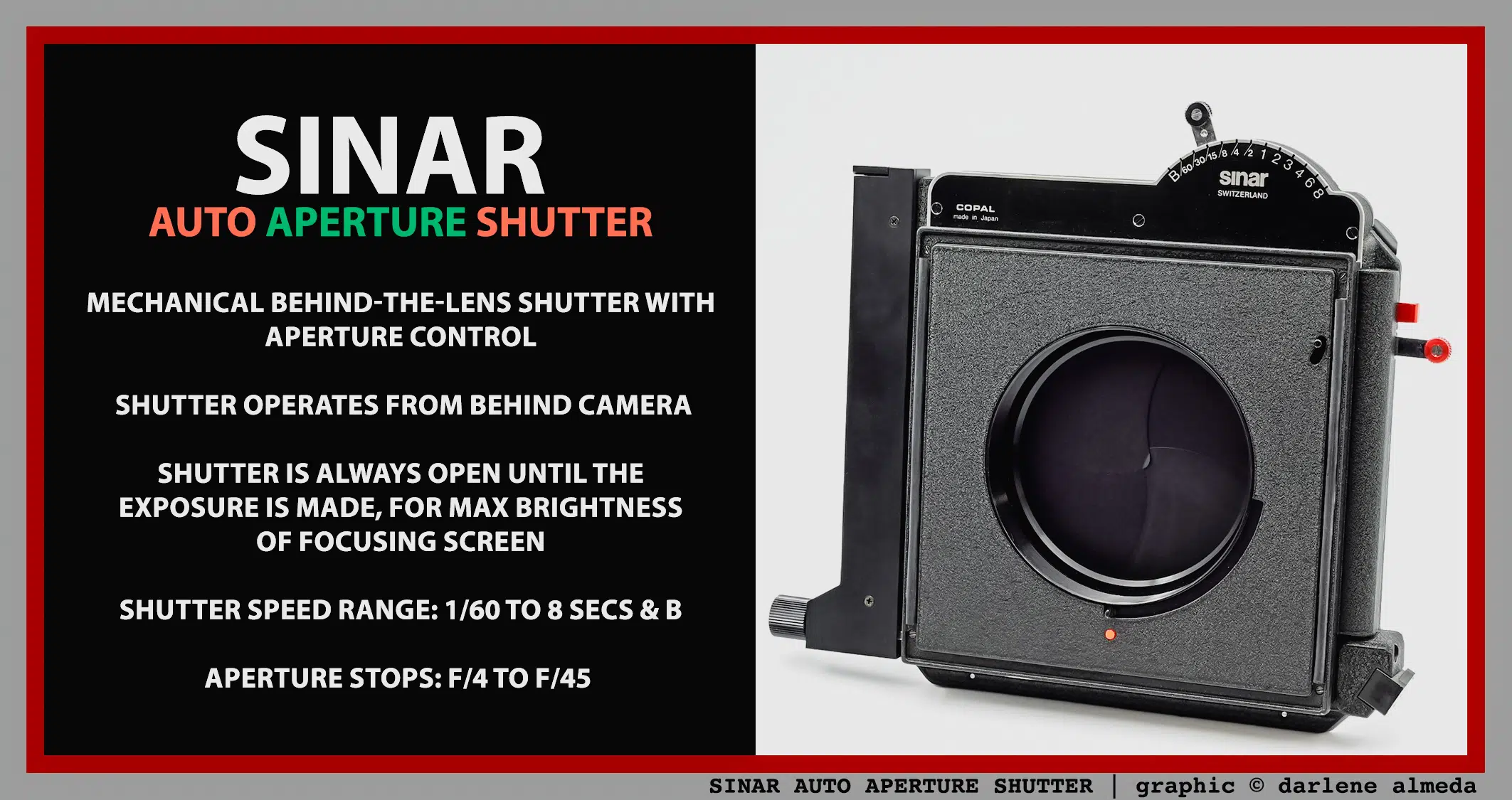 SINAR AUTO APERTURE SHUTTER SINAR AUTO APERTURE SHUTTER
