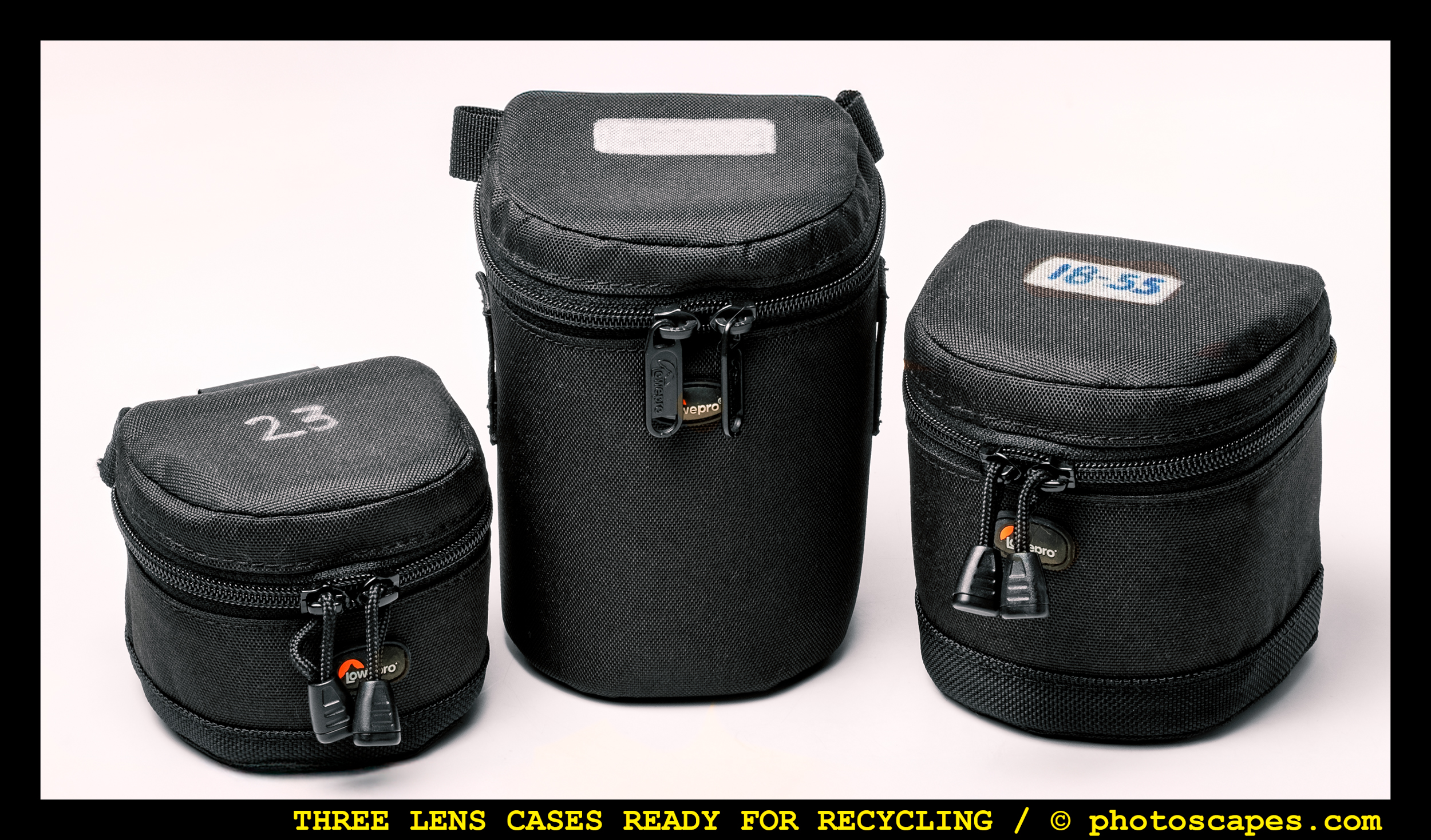 THREE LENS CASES READY TO BE RECYCLED