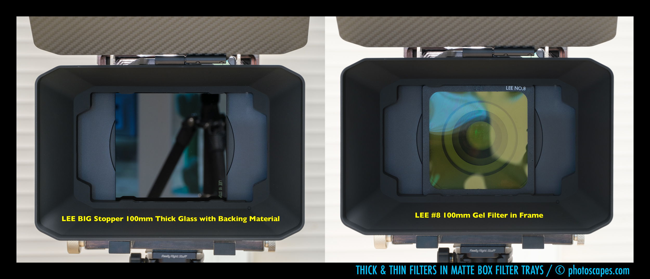 THICK & THIN FILTERS IN MATTE BOX FILTER TRAYS