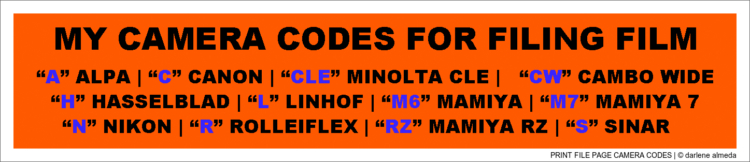 PRINT FILE PAGE CAMERA CODES